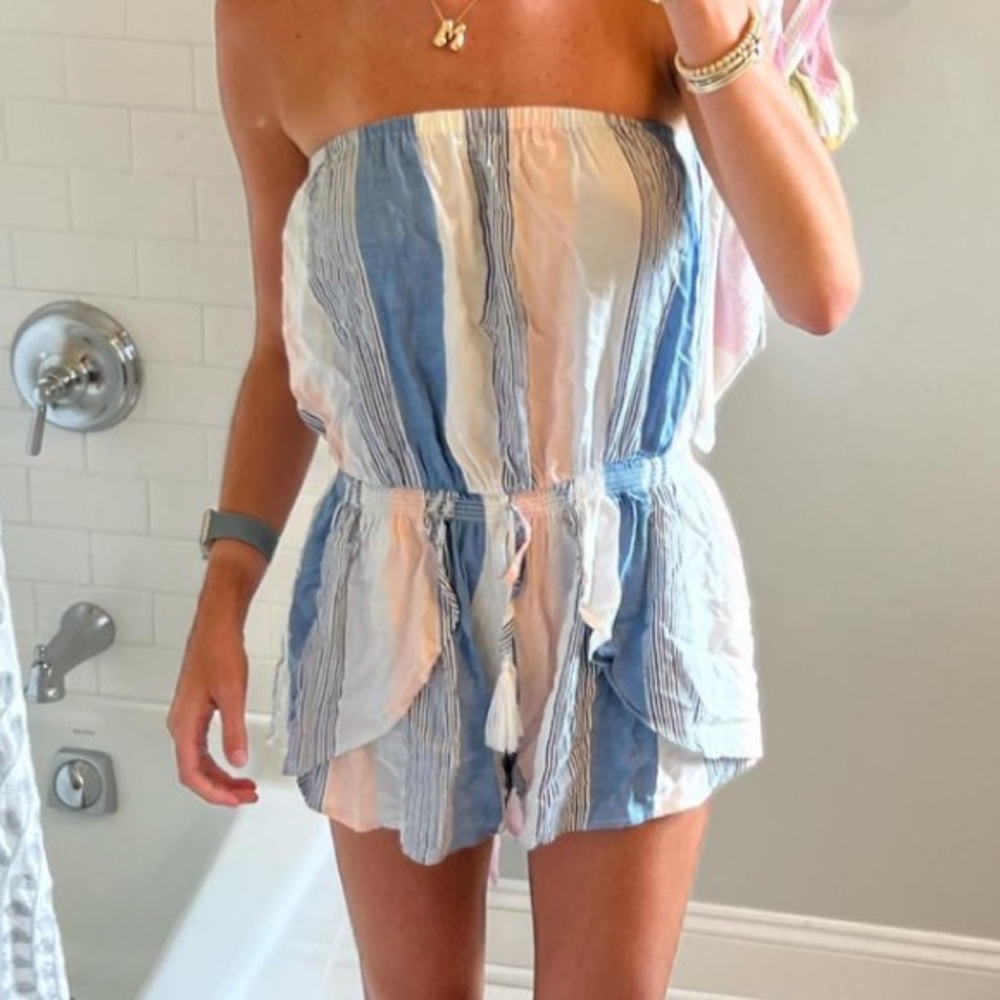 Ocean Drive Striped Blue and White Romper